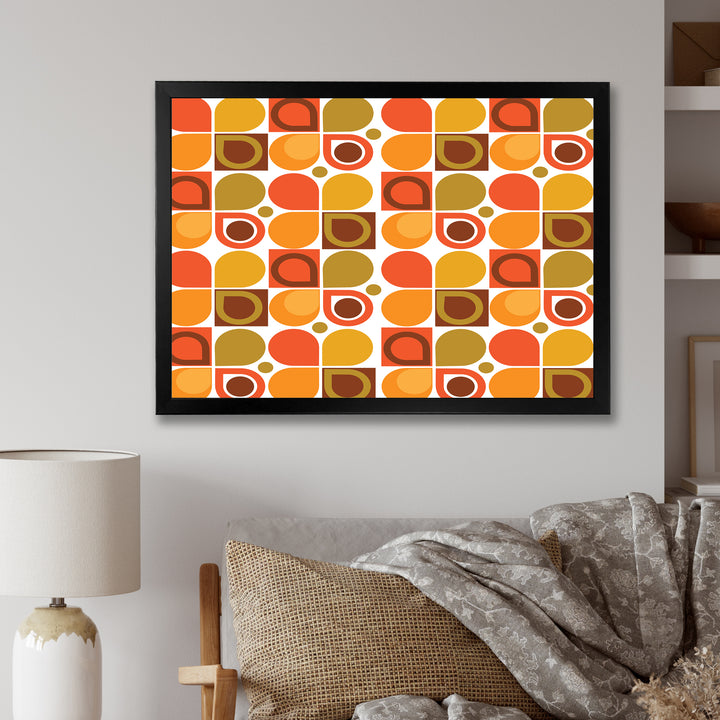 Abstract Retro Geometric Pattern VI Framed Print Vibrant Black - 1.5" Width