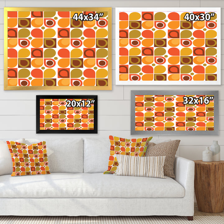 Abstract Retro Geometric Pattern VI Framed Print Matte White - 1.5" Width