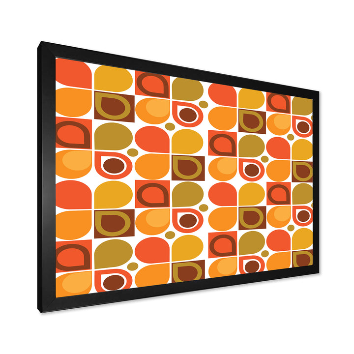 Abstract Retro Geometric Pattern VI Framed Print Vibrant Black - 1.5" Width