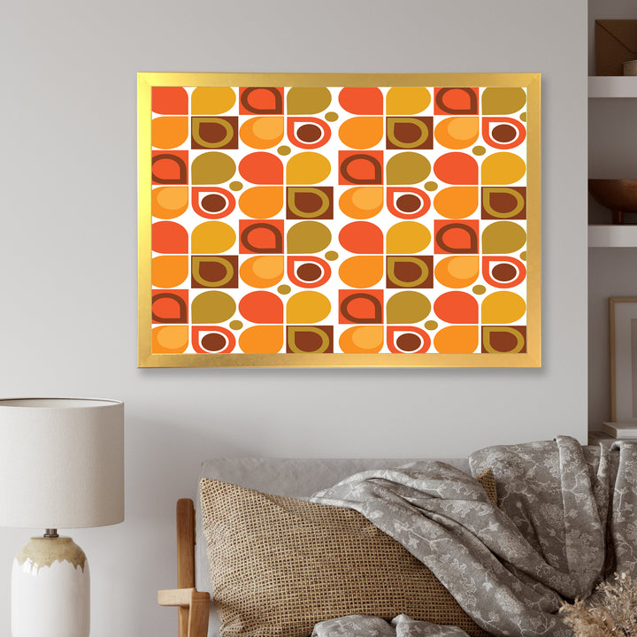 Abstract Retro Geometric Pattern VI Framed Print Vibrant Gold - 1.5" Width
