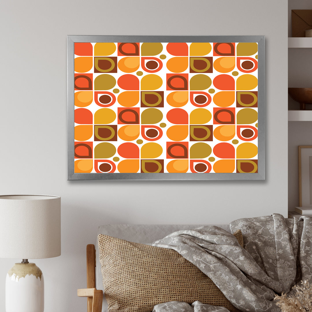 Abstract Retro Geometric Pattern VI Framed Print Matte White - 1.5" Width