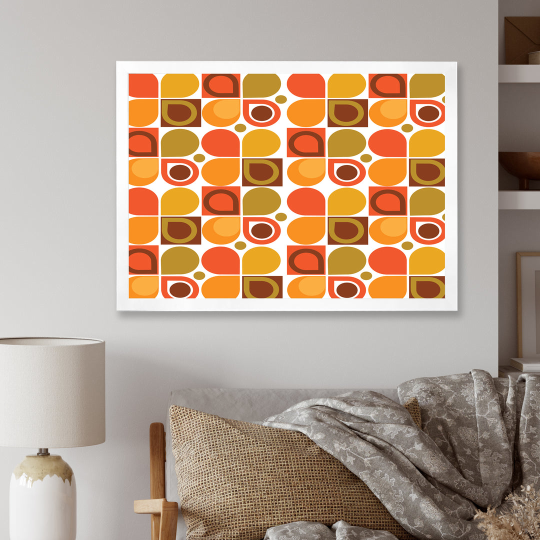 Abstract Retro Geometric Pattern VI Framed Print Matte White - 1.5" Width