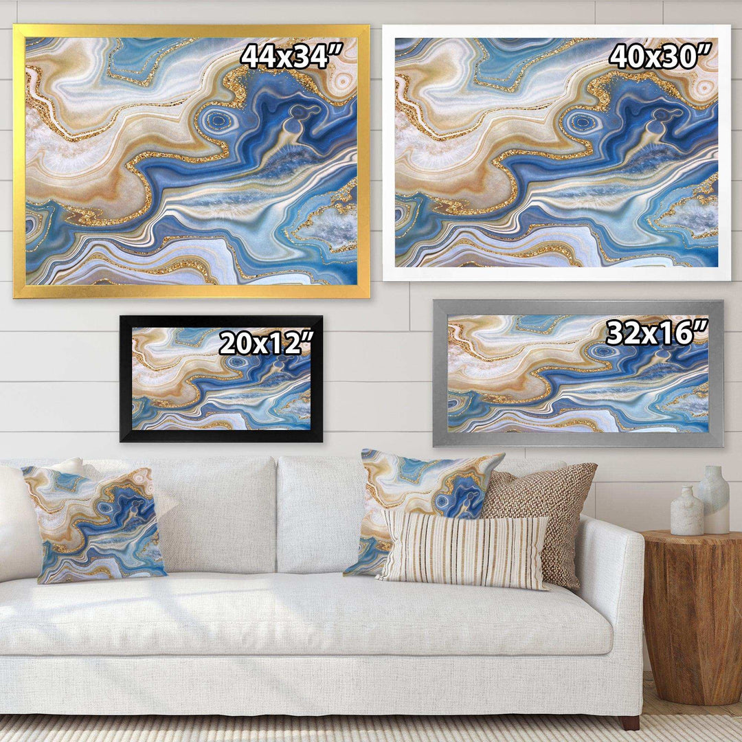Ocean Blue Golden Jasper Agate II - Modern Wall Art Prints