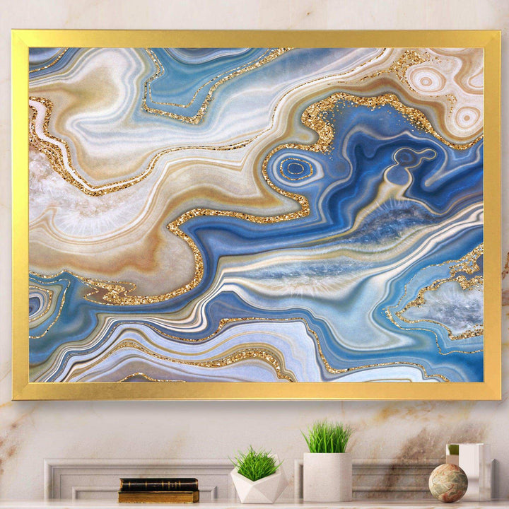 Ocean Blue Golden Jasper Agate II - Modern Wall Art Prints