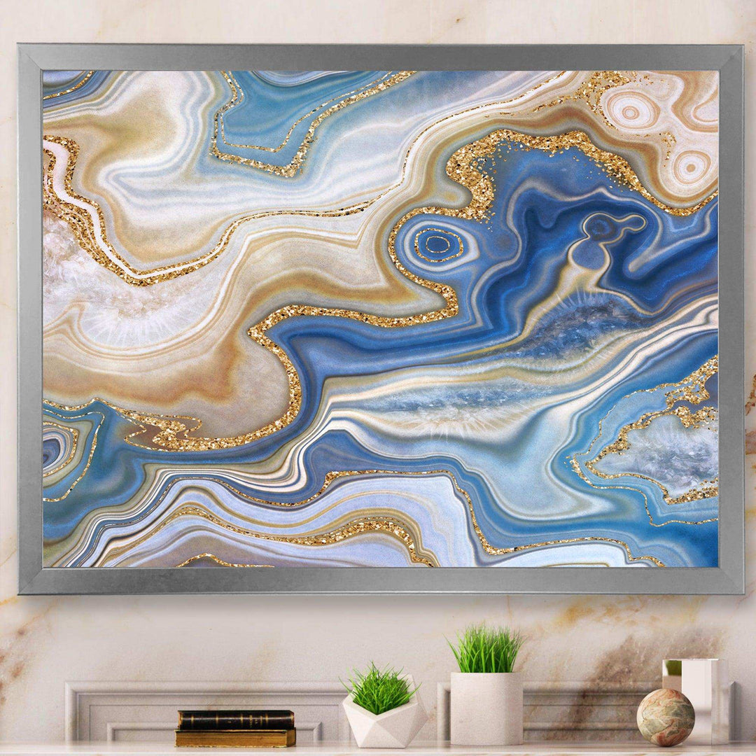 Ocean Blue Golden Jasper Agate II - Modern Wall Art Prints