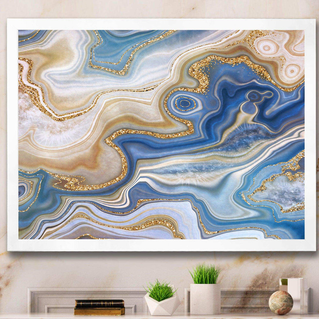 Ocean Blue Golden Jasper Agate II - Modern Wall Art Prints