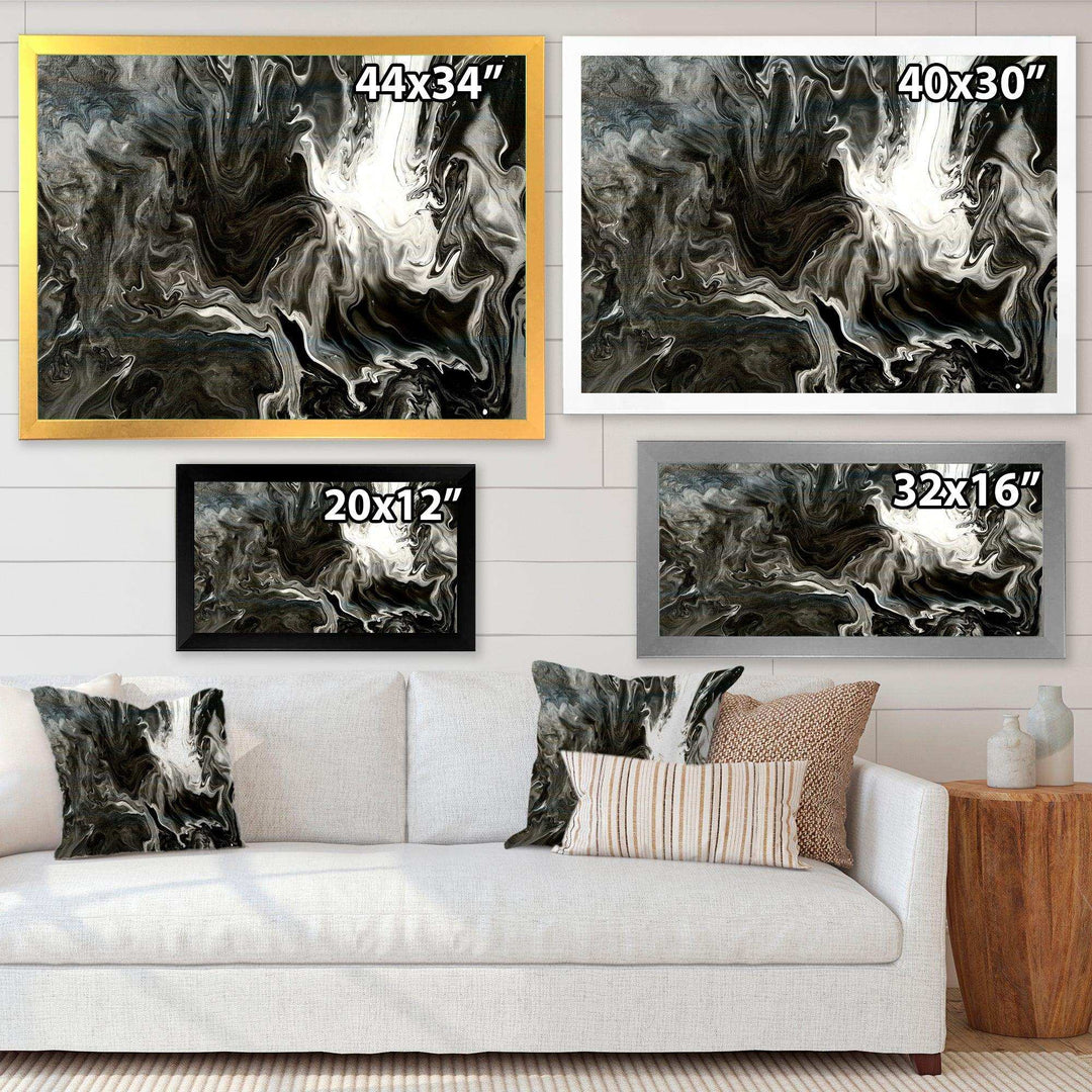 White, grey and White Hand Painted Marble Acrylic IV - Wall Art Prints