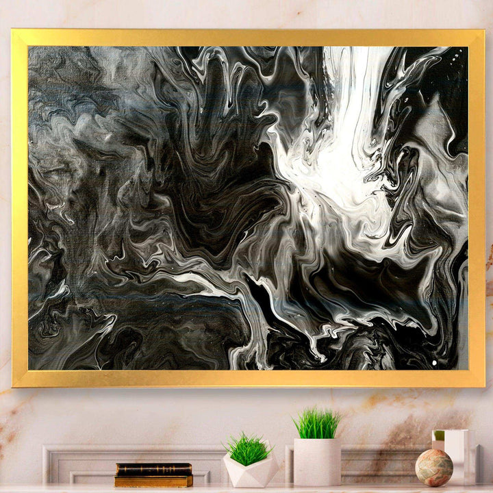 White, grey and White Hand Painted Marble Acrylic IV - Wall Art Prints