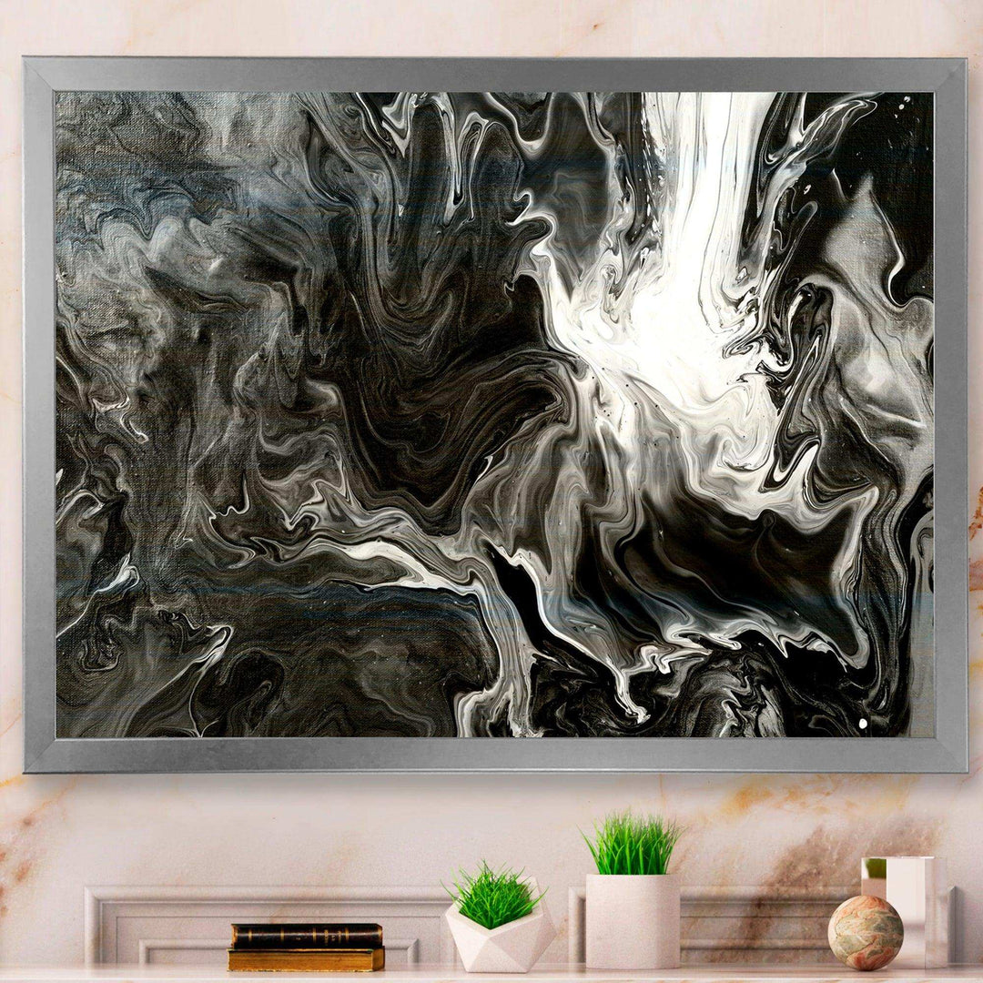 White, grey and White Hand Painted Marble Acrylic IV - Wall Art Prints