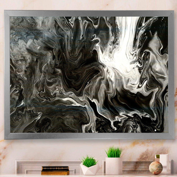 White, grey and White Hand Painted Marble Acrylic IV - Wall Art Prints