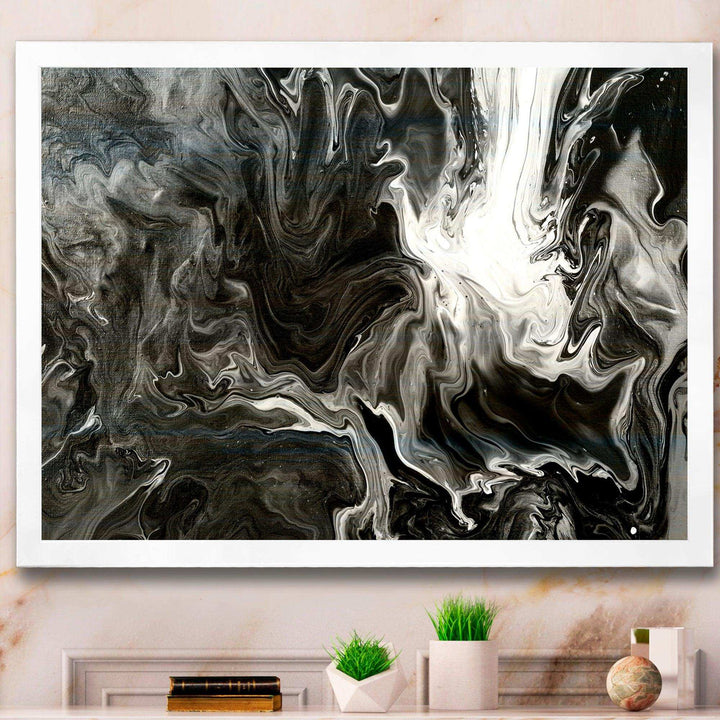 White, grey and White Hand Painted Marble Acrylic IV - Wall Art Prints