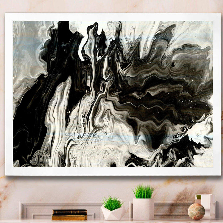 White, grey and White Marble Acrylic IX - Modern Living Room Wall Decor