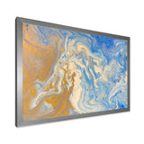 Blue and Gold Liquid Hand Drawn Marble