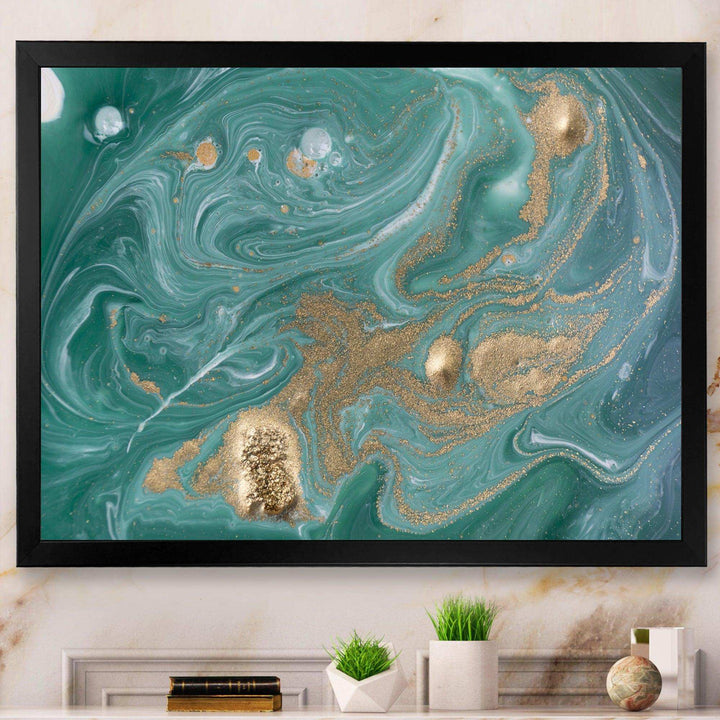Nature Green and Gold Marble - Bedroom Wall Art