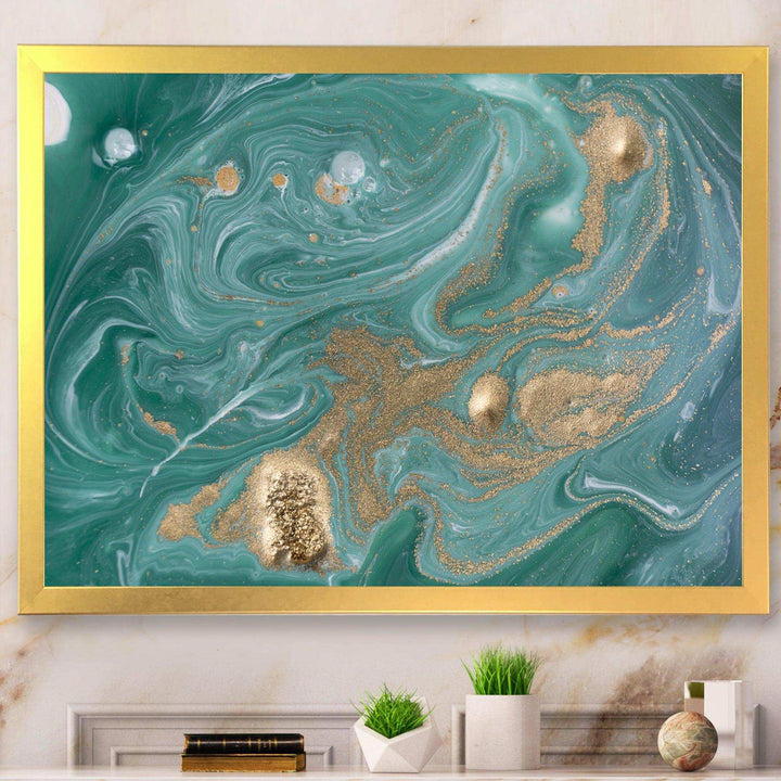 Nature Green and Gold Marble - Bedroom Wall Art