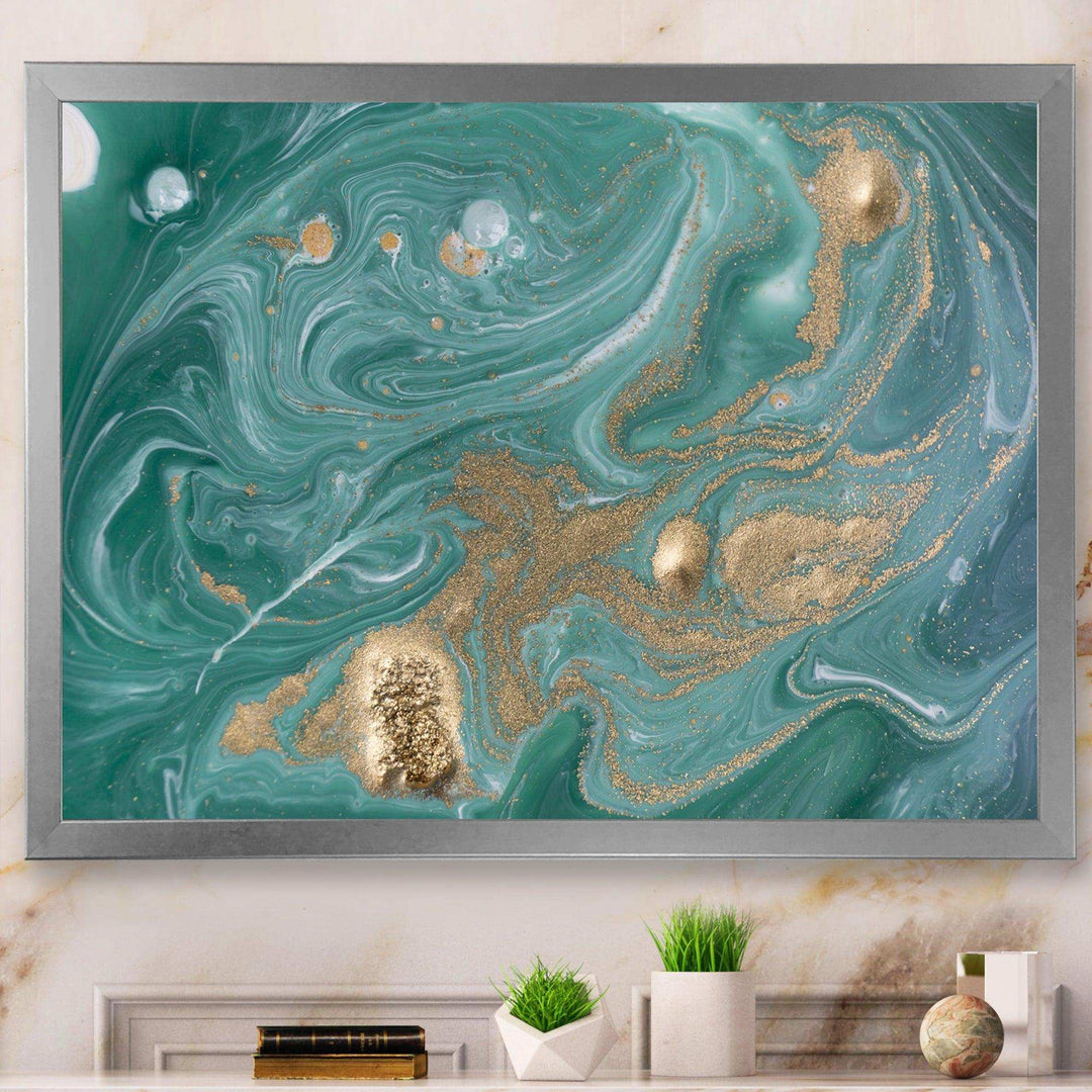 Nature Green and Gold Marble - Bedroom Wall Art