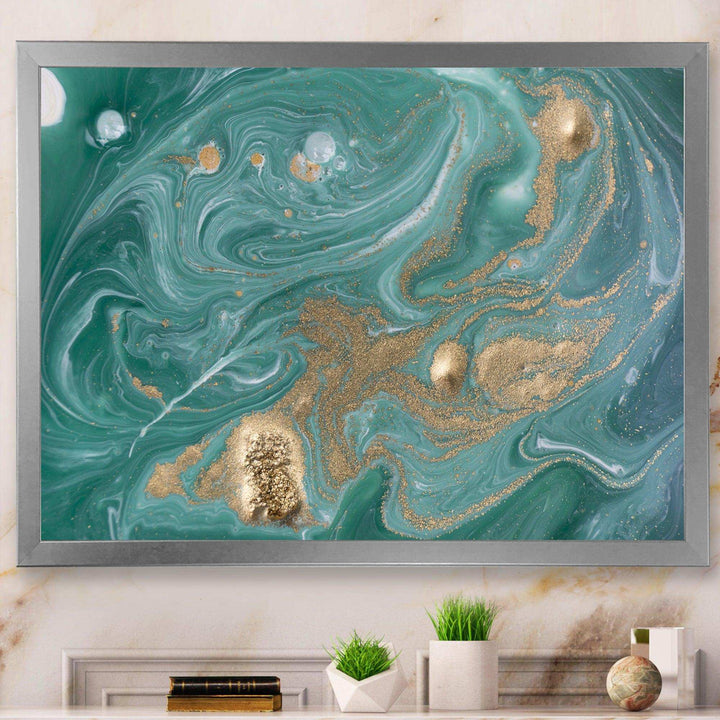 Nature Green and Gold Marble - Bedroom Wall Art