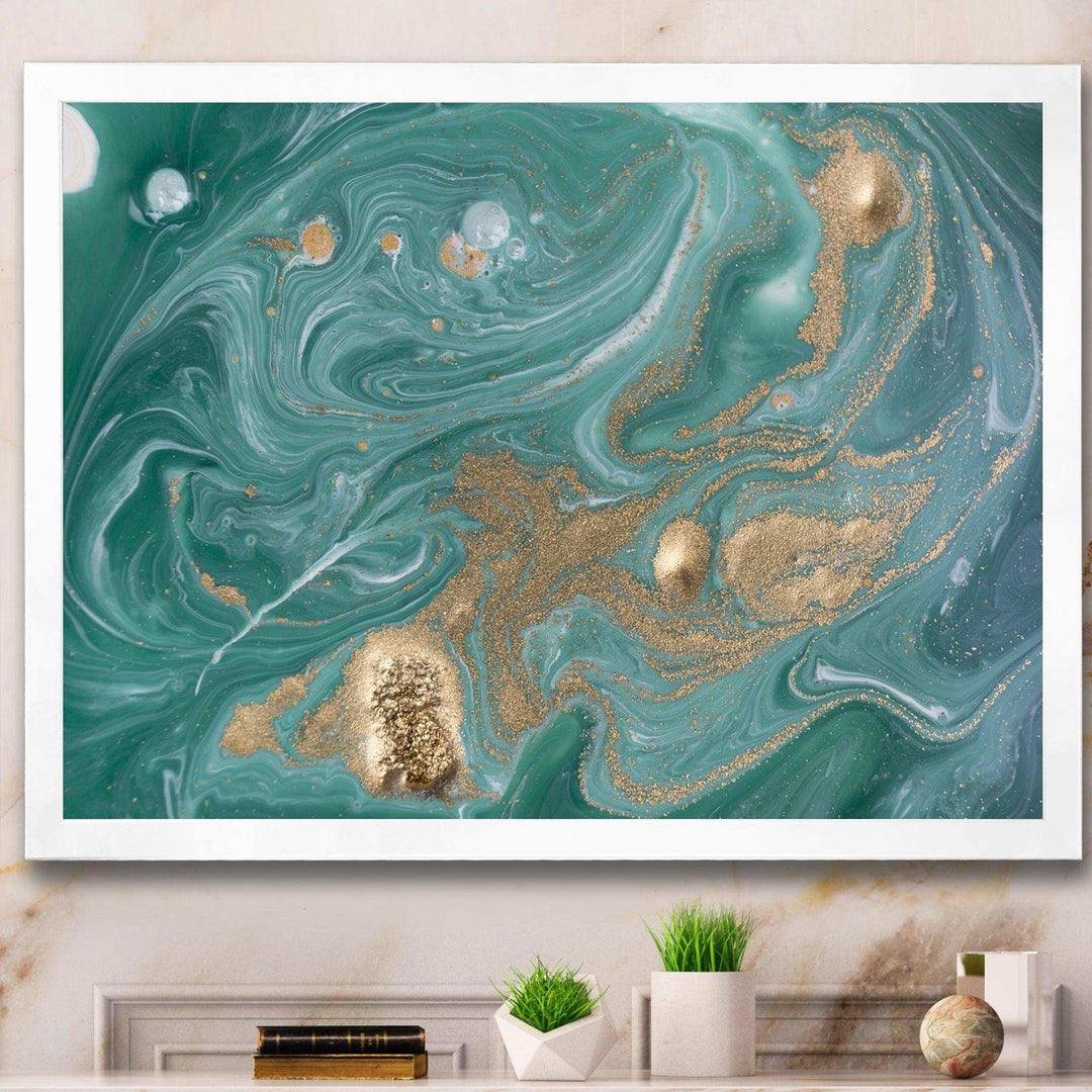 Nature Green and Gold Marble - Bedroom Wall Art