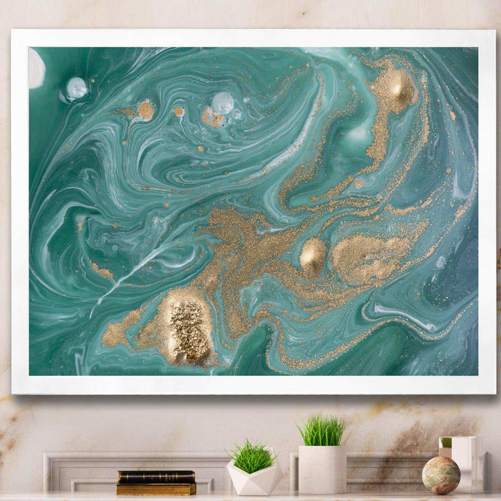 Nature Green and Gold Marble - Bedroom Wall Art
