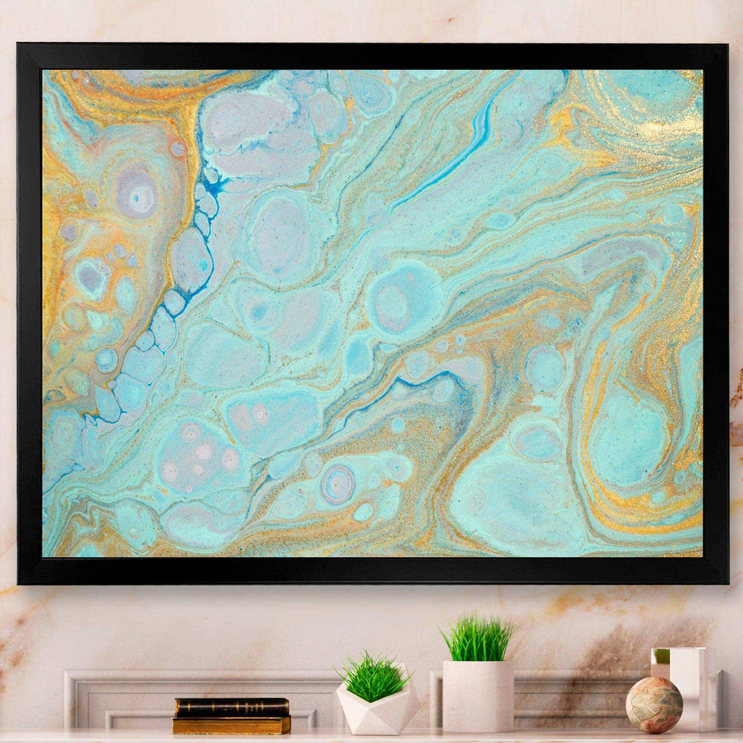 Blue and Gold Marble Agate Ripples II - Wall Art Prints