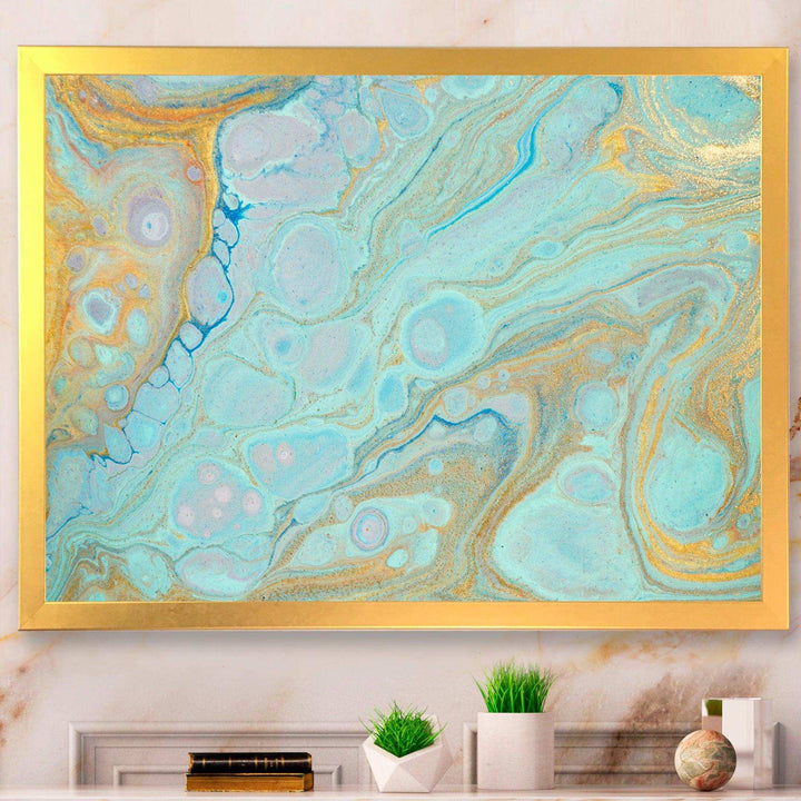 Blue and Gold Marble Agate Ripples II - Wall Art Prints