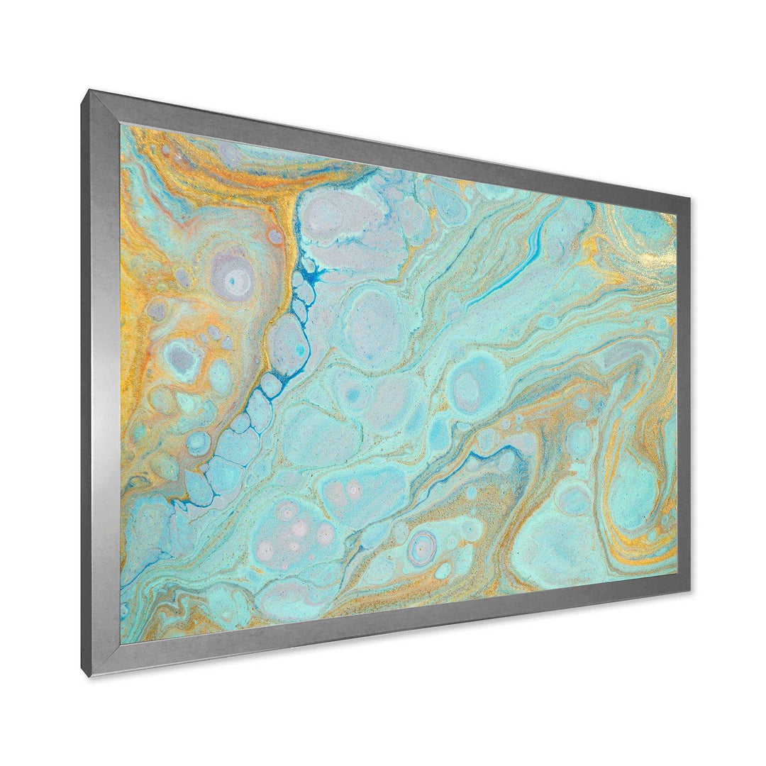 Blue and Gold Marble Agate Ripples II - Wall Art Prints