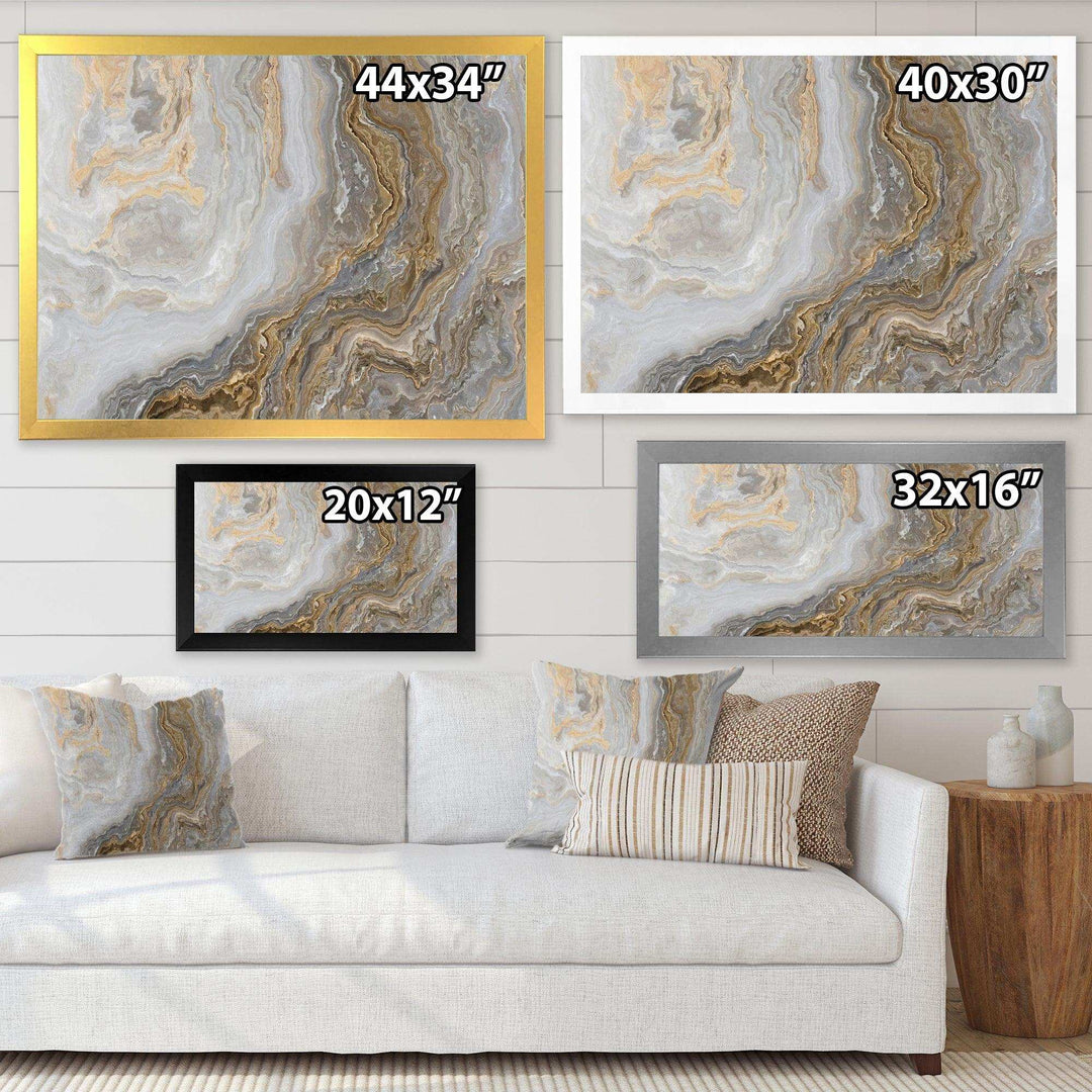 White Marble with Curley Grey and Gold Veins - Bedroom Wall Art