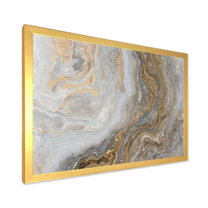 White Marble with Curley Grey and Gold Veins - Bedroom Wall Art