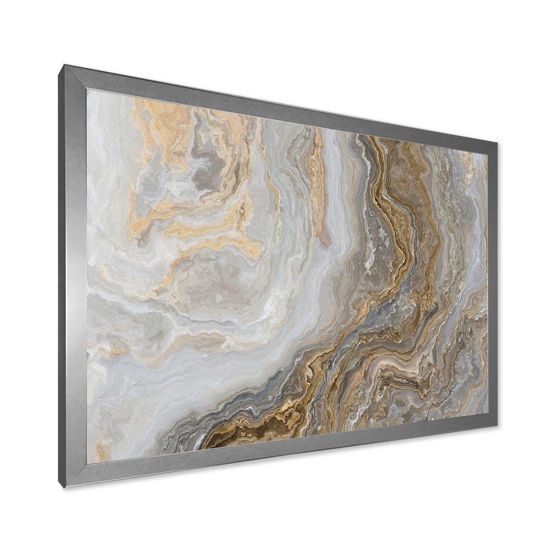 White Marble with Curley Grey and Gold Veins - Bedroom Wall Art