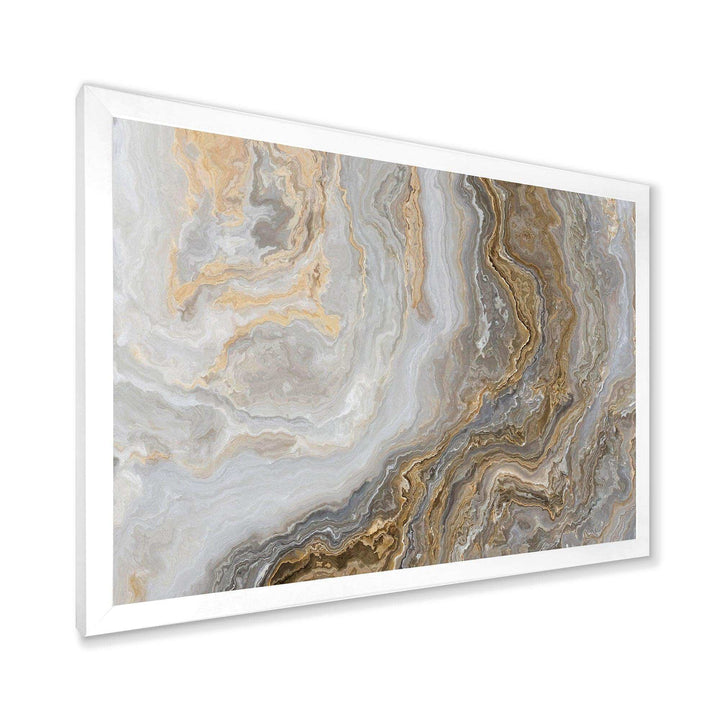 White Marble with Curley Grey and Gold Veins - Bedroom Wall Art