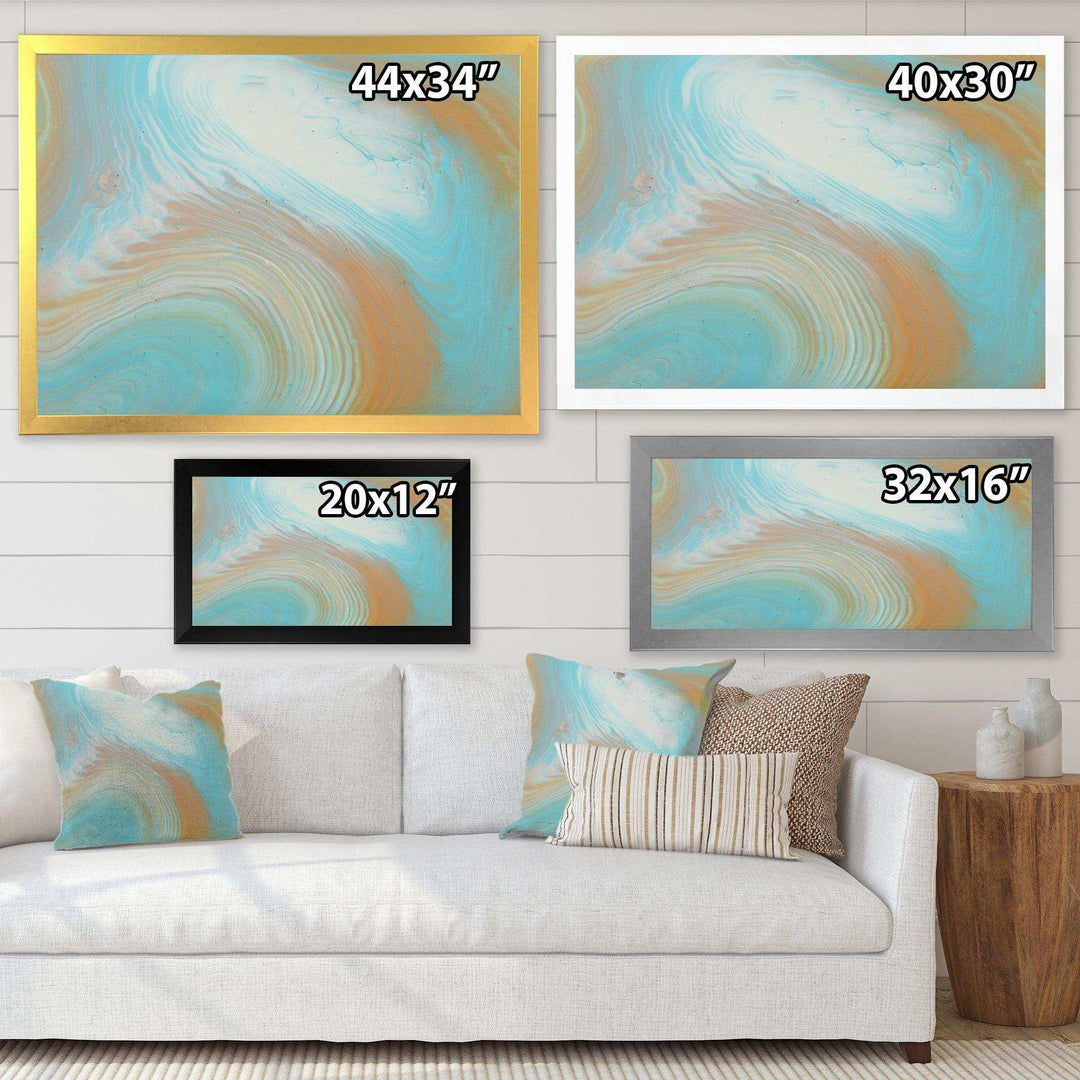 Turquoise Gold and Blue Marble - Bedroom Wall Art