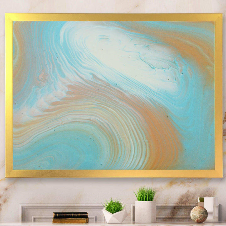 Turquoise Gold and Blue Marble - Bedroom Wall Art