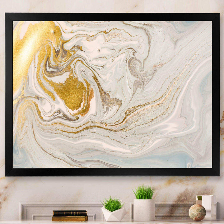 Pastel and Gold Glitter Marble - Canvas Wall Art