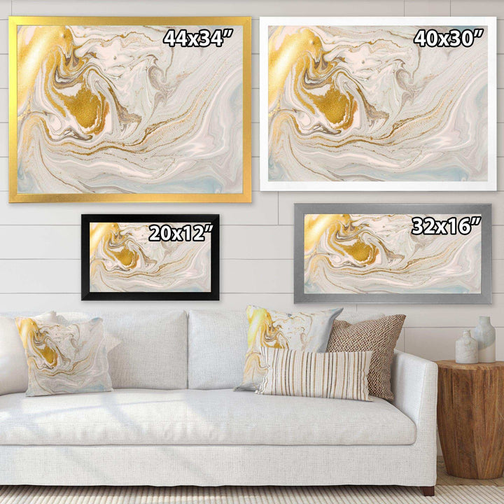 Pastel and Gold Glitter Marble - Canvas Wall Art