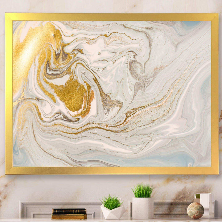 Pastel and Gold Glitter Marble - Canvas Wall Art