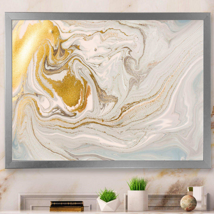 Pastel and Gold Glitter Marble - Canvas Wall Art