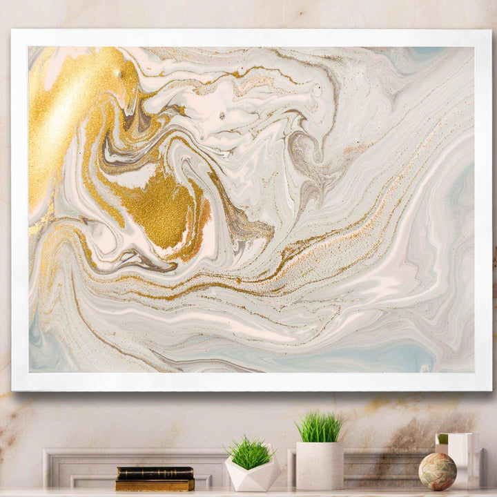 Pastel and Gold Glitter Marble - Canvas Wall Art