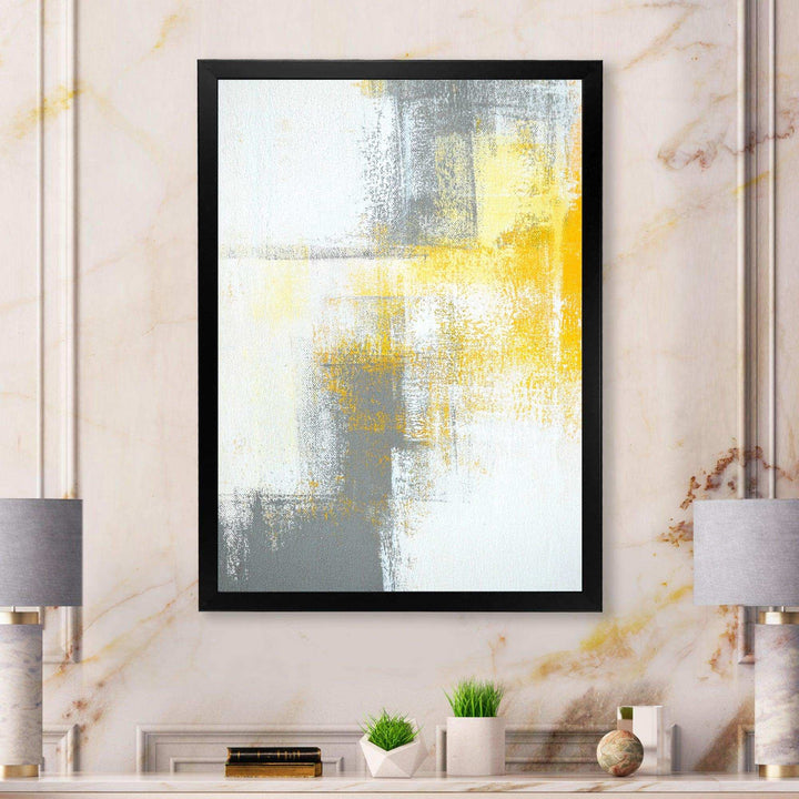 Grey and Yellow Blue Abstract XI - Canvas Wall Art