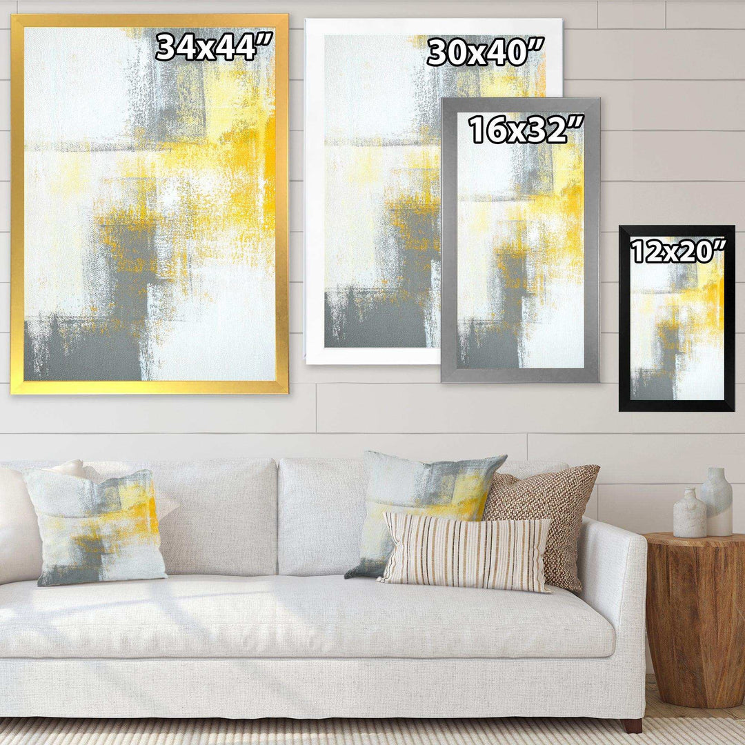 Grey and Yellow Blue Abstract XI - Canvas Wall Art