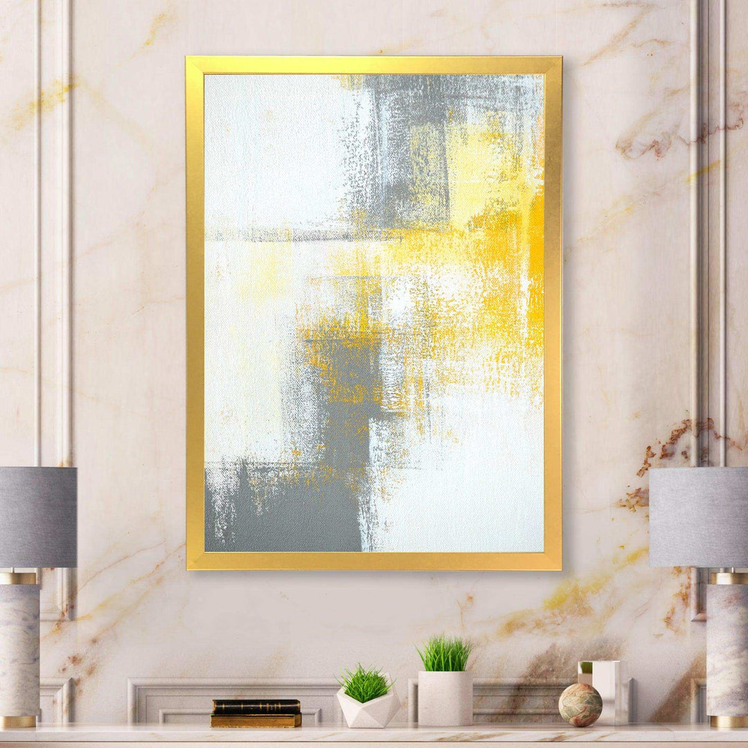 Grey and Yellow Blue Abstract XI - Canvas Wall Art