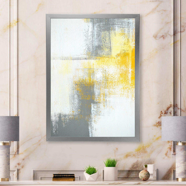 Grey and Yellow Blue Abstract XI - Canvas Wall Art