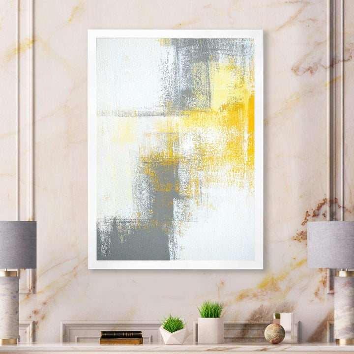 Grey and Yellow Blue Abstract XI - Canvas Wall Art