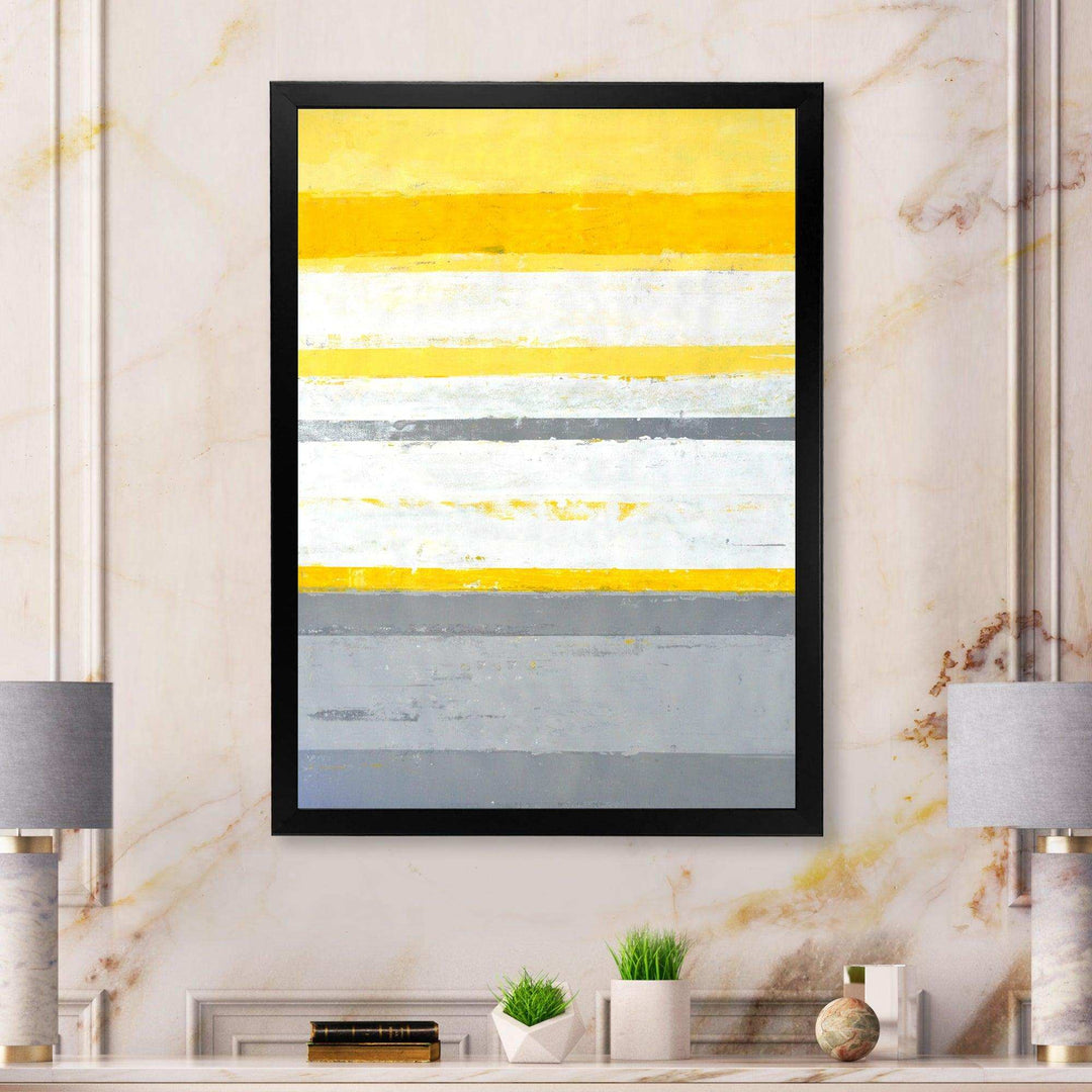 Grey and Yellow Blue Abstract XIII - Modern Living Room Wall Decor