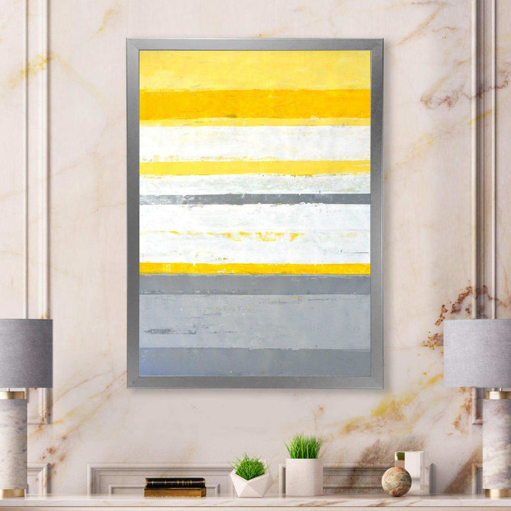 Grey and Yellow Blue Abstract XIII - Modern Living Room Wall Decor