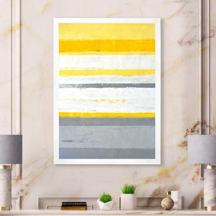 Grey and Yellow Blue Abstract XIII - Modern Living Room Wall Decor