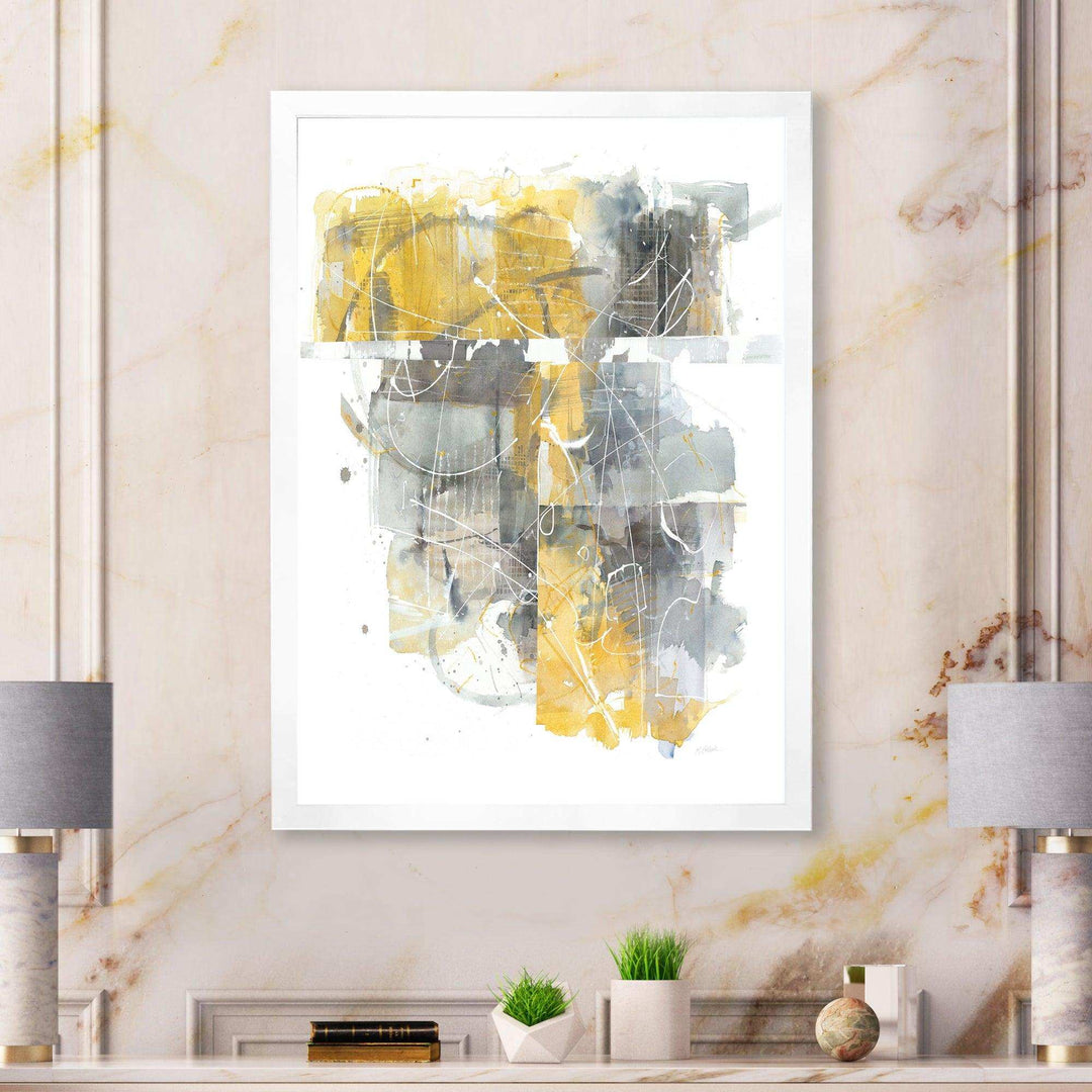 Moving In and Out of Traffic II Yellow Grey - Modern Wall Art Prints