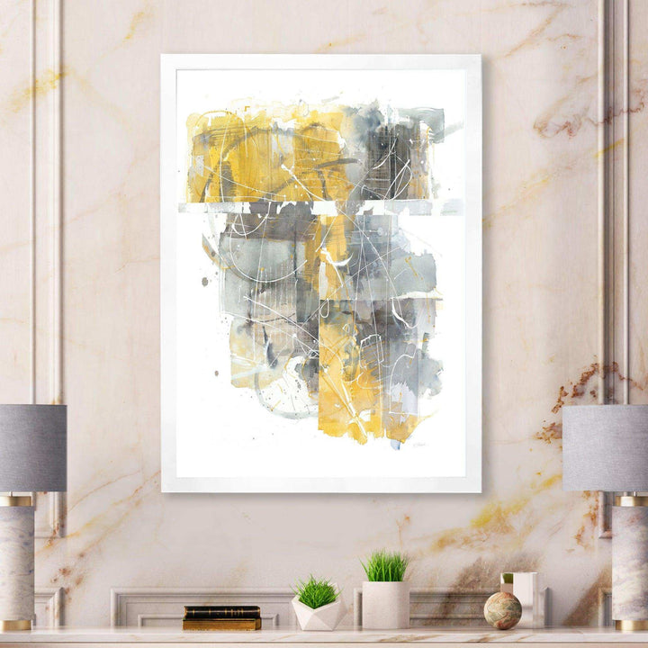 Moving In and Out of Traffic II Yellow Grey - Modern Wall Art Prints