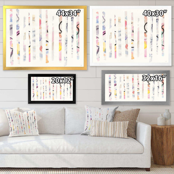 Multi-Color Geometric Bars - Modern Bedroom Wall Art