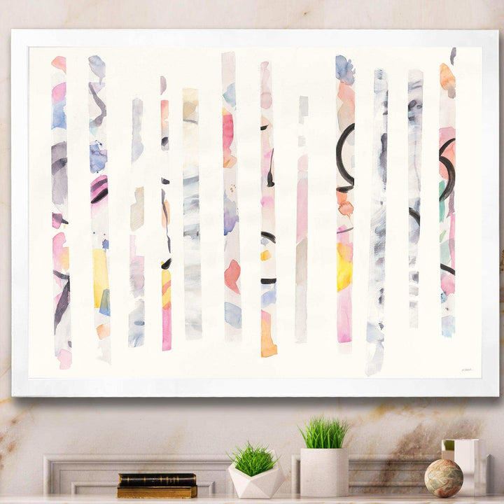 Multi-Color Geometric Bars - Modern Bedroom Wall Art