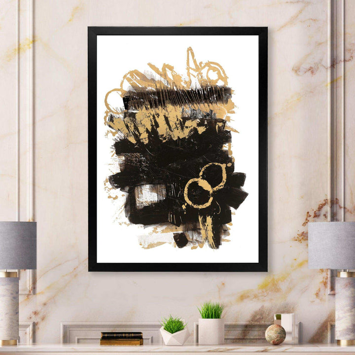 Gold and Black drift II - Modern Living Room Wall Decor